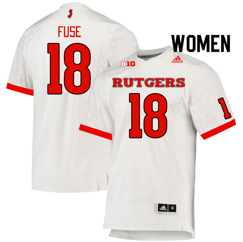 Women #18 Davoun Fuse Rutgers Scarlet Knights College Football Jerseys Stitched Sale-White - Click Image to Close